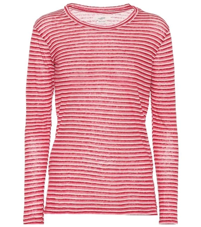 Shop Isabel Marant Étoile Kaaron Striped Linen And Cotton Top In Red