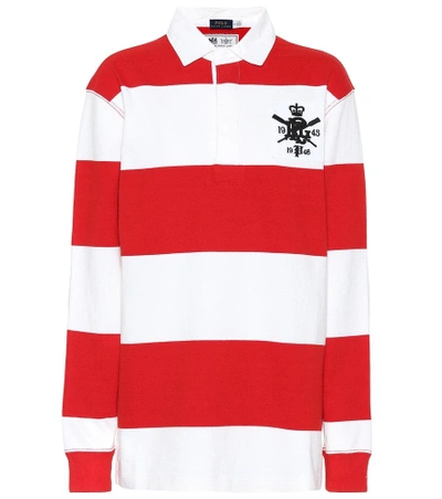 Shop Polo Ralph Lauren Striped Cotton Polo Shirt In Red