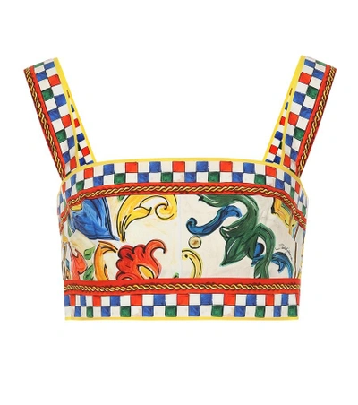 Shop Dolce & Gabbana Printed Crop Top In Multicoloured