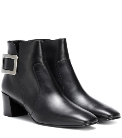 Shop Roger Vivier Leather Ankle Boots In Black