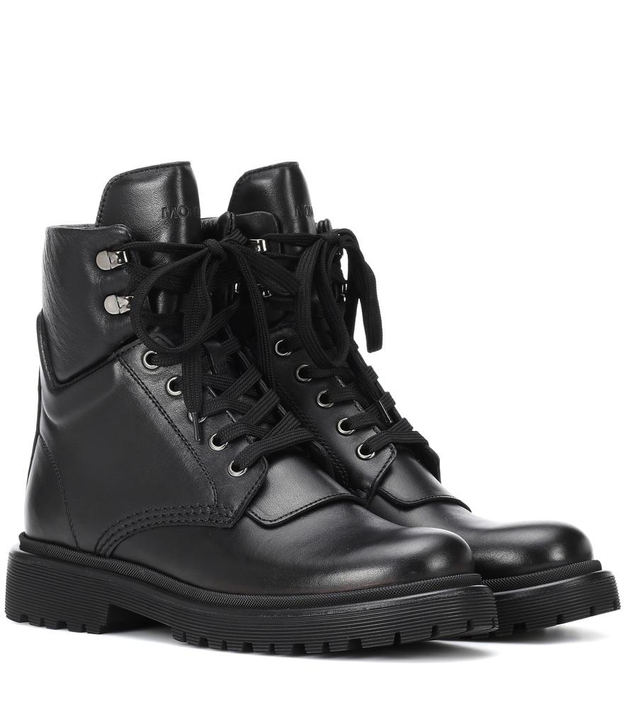 Moncler Lace-up Leather Ankle Boots In Black | ModeSens