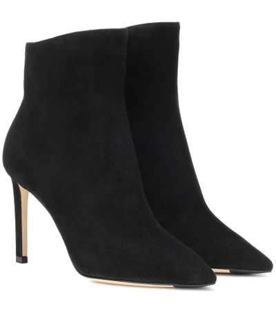Shop Jimmy Choo Helaine 85 Suede Ankle Boots In Black