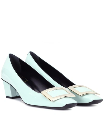 Shop Roger Vivier Belle Vivier Patent Leather Pumps In Turquoise