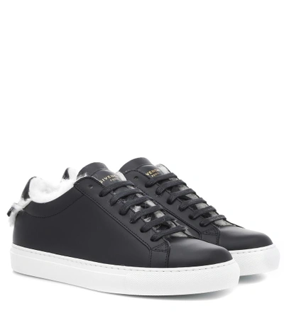 Shop Givenchy Urban Street Leather And Fur Sneakers In Black