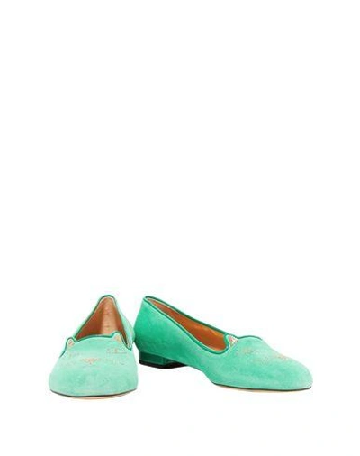 Shop Charlotte Olympia Loafers In Light Green