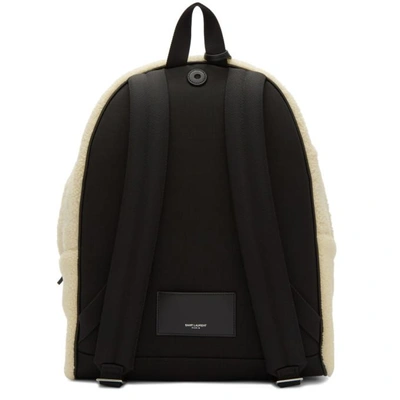 Shop Saint Laurent Off-white Shearling City Backpack In 1863 Natura