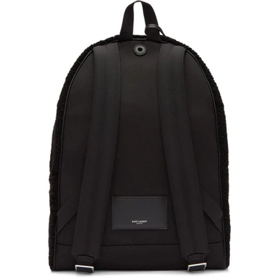 Shop Saint Laurent Black Shearling City Backpack In 1000 Black