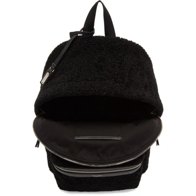 Shop Saint Laurent Black Shearling City Backpack In 1000 Black