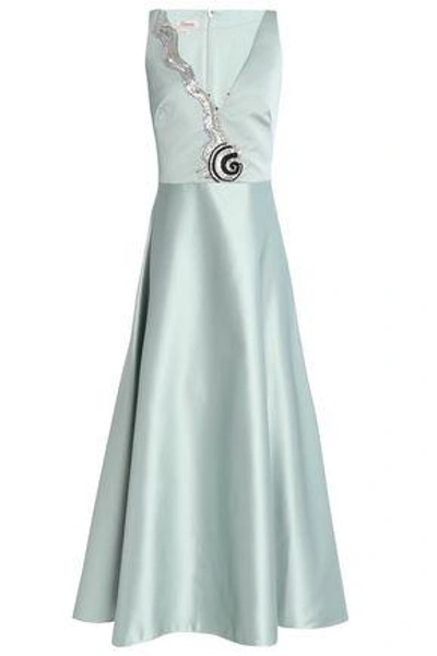 Shop Temperley London Woman Tulle-paneled Embellished Duchesse-satin Gown Mint