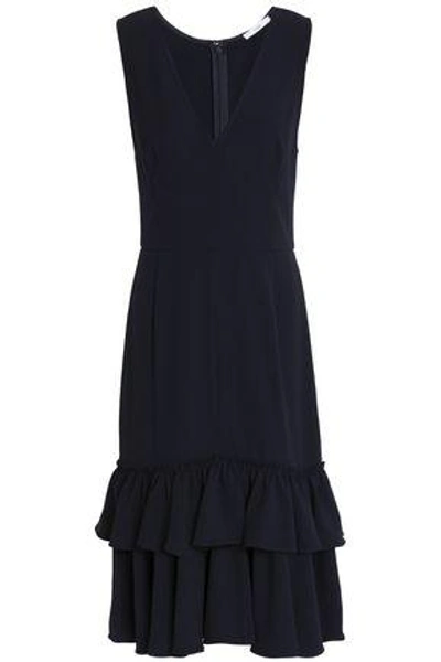 Shop Tome Tiered Crepe Dress In Midnight Blue