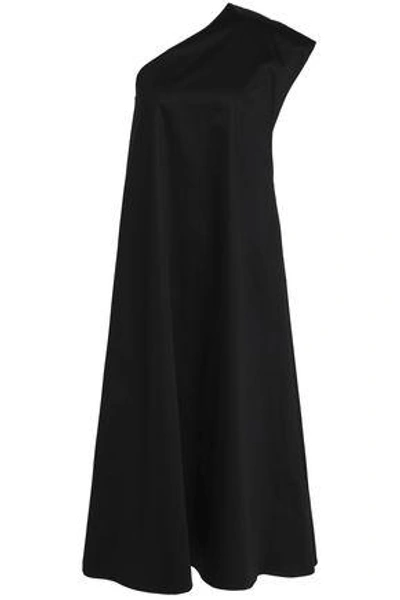 Shop Tome One-shoulder Cotton-blend Midi Dress In Black