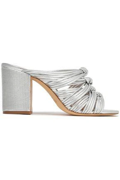 Shop Rachel Zoe Odessa Knotted Metallic Leather Sandals In Silver