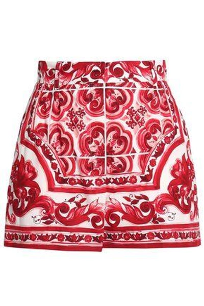 Shop Dolce & Gabbana Printed Cotton-blend Poplin Shorts In Red