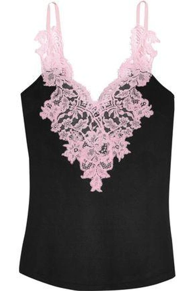 Shop Givenchy Woman Lace-trimmed Crepe Camisole Black