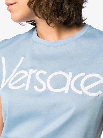 Shop Versace Logo Print T-shirt In Blue