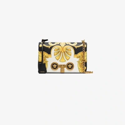 Shop Versace Black And Gold Barocco Ss'92 Print Leather Chain Strap Shoulder Bag