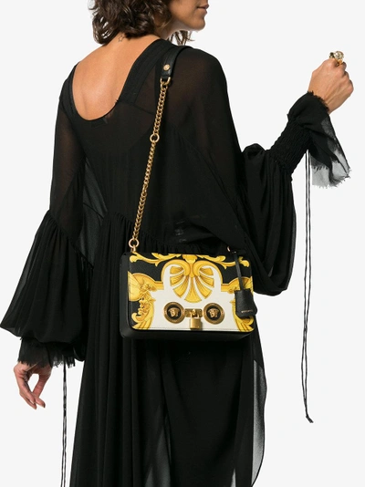 Shop Versace Black And Gold Barocco Ss'92 Print Leather Chain Strap Shoulder Bag