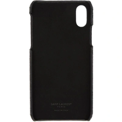 Shop Saint Laurent Black Croc Iphone X Case In 1000 Black