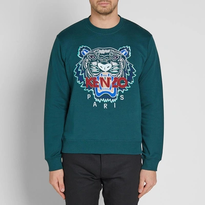 Shop Kenzo Tiger Embroidered Sweat In Blue