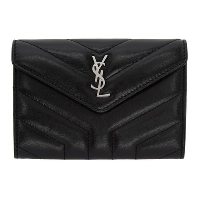 Shop Saint Laurent Black Small Lou Lou Envelope Wallet In 1000 Black