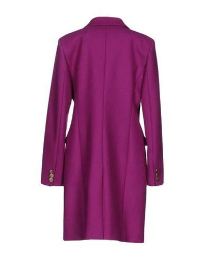 Shop Versace Coat In Purple