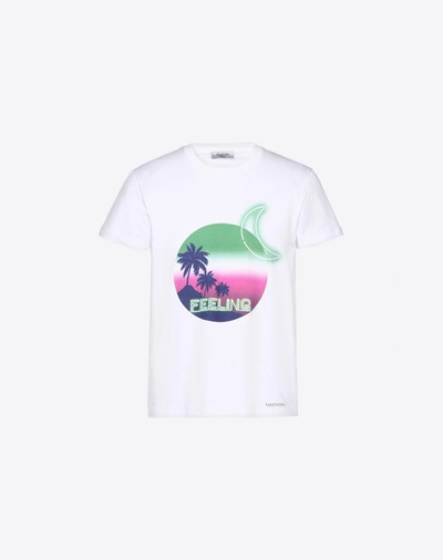 Shop Valentino Hotel Print T-shirt In White