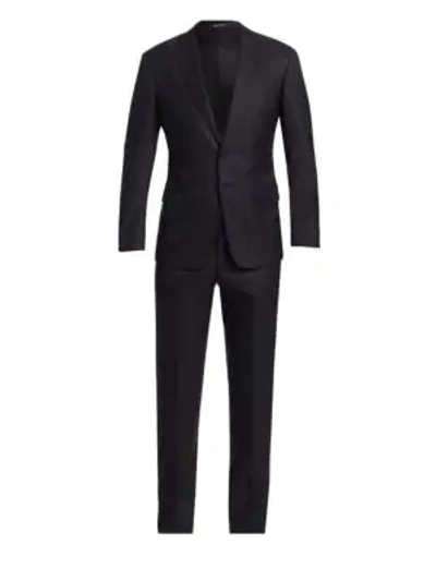 Shop Giorgio Armani Basic Wool-blend Suit In Black