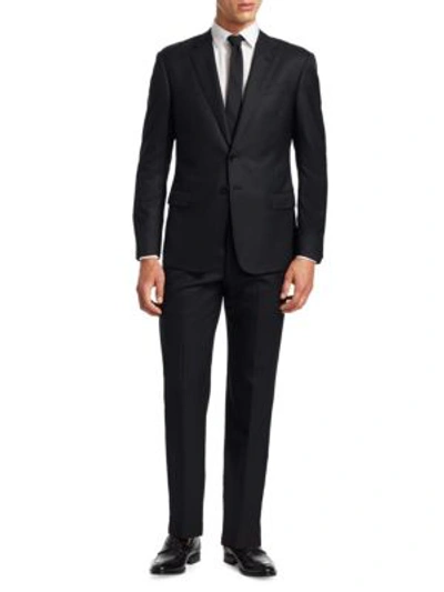 Shop Giorgio Armani Basic Wool-blend Suit In Black