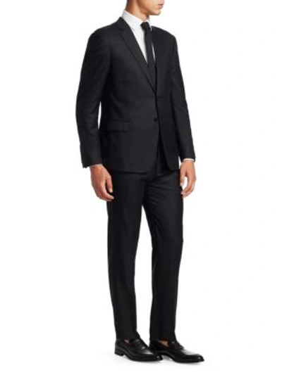 Shop Giorgio Armani Basic Wool-blend Suit In Black