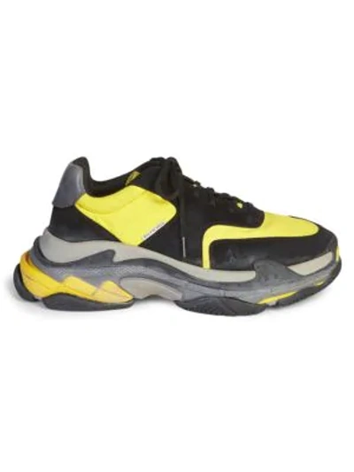 Shop Balenciaga Triple S Trainer Sneakers In Black Yellow