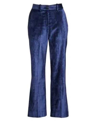 Shop Rag & Bone Libby Velvet Cropped Flared Pants In Denim Blue