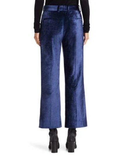 Shop Rag & Bone Libby Velvet Cropped Flared Pants In Denim Blue