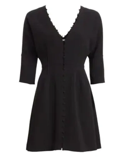 Shop Cinq À Sept Joslyn Buttoned Fit-&-flare Dress In Black