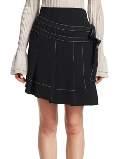 Shop Cinq À Sept Ingrid Pleated Mini Skirt In Black Ivory