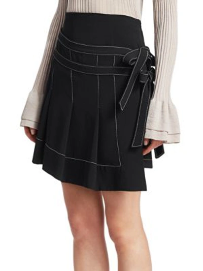 Shop Cinq À Sept Ingrid Pleated Mini Skirt In Black Ivory