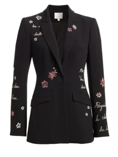 Shop Cinq À Sept Estelle Embroidered Blazer In Black Multi