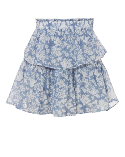 Shop Loveshackfancy Blue Ruffle Mini Skirt