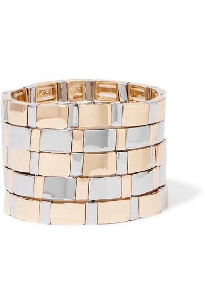 Shop Roxanne Assoulin Gold Standard Set Of Five Silver And Gold-tone Bracelets