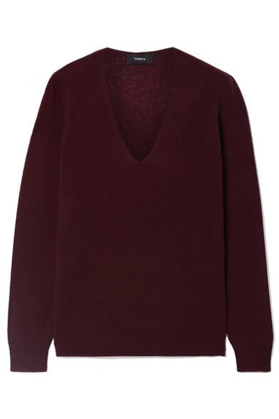 Shop Theory Adrianna Cashmere Sweater In Burgundy