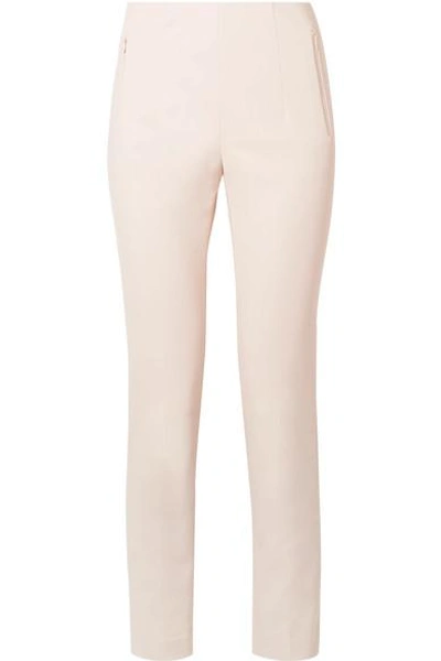 Shop Akris Conny Cropped Cotton-blend Slim-leg Pants In Beige