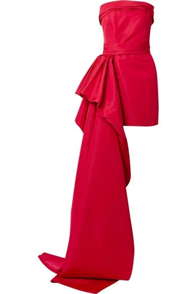 Shop Reem Acra Silk-faille Mini Dress In Red