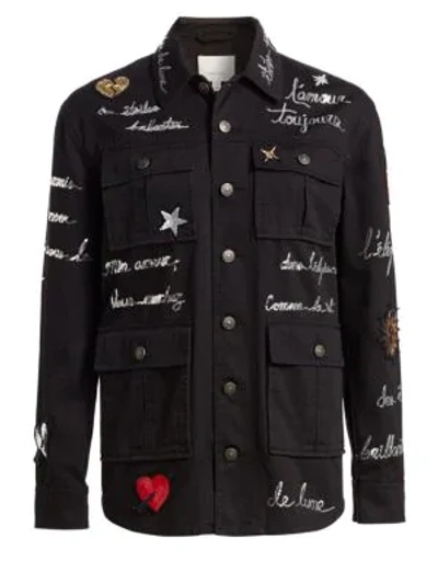 Shop Cinq À Sept Embroidered Love Letter Canyon Jacket In Black