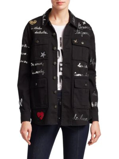 Shop Cinq À Sept Embroidered Love Letter Canyon Jacket In Black