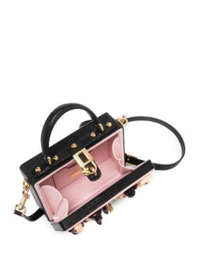 Shop Dolce & Gabbana Dog Embellished Leather Box Bag In Pink Black