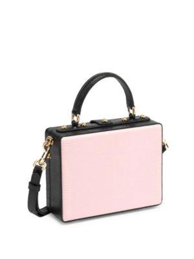 Shop Dolce & Gabbana Dog Embellished Leather Box Bag In Pink Black