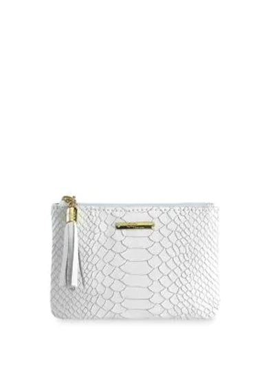 Shop Gigi New York Python-embossed Leather Pouch In White