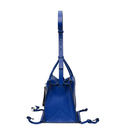 Shop Stuart Weitzman The Shopping Satchel Small In Blue Violet Caviar Leather