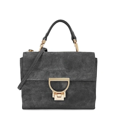 Shop Coccinelle Arlettis Grey Suede Cross-body Bag In Dark Grey