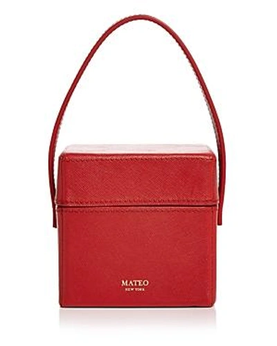 Shop Mateo Catherine Mini Saffiano Leather Box Bag In Red