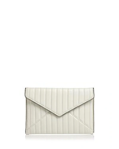 Shop Rebecca Minkoff Leo Quilted Leather Clutch In Antique White/silver